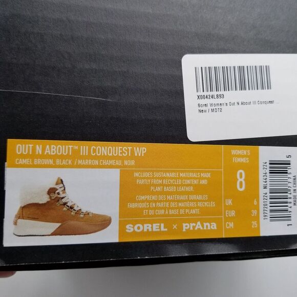 SOREL x Prana Out N About III Conquest Waterproof Boots Size 8 Brown Suede - Picture 2 of 13